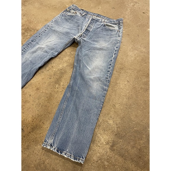 Vintage Levis 501 Jeans Mens 38x28 Light Blue Straight Leg Button Fly USA 90s - Picture 3 of 16